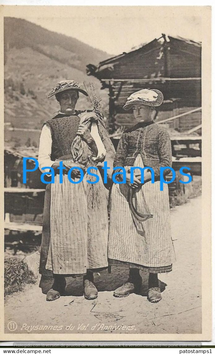 228943 SWITZERLAND EIFISCHTAL COSTUMES FARMERS POSTAL POSTCARD - Andere & Zonder Classificatie