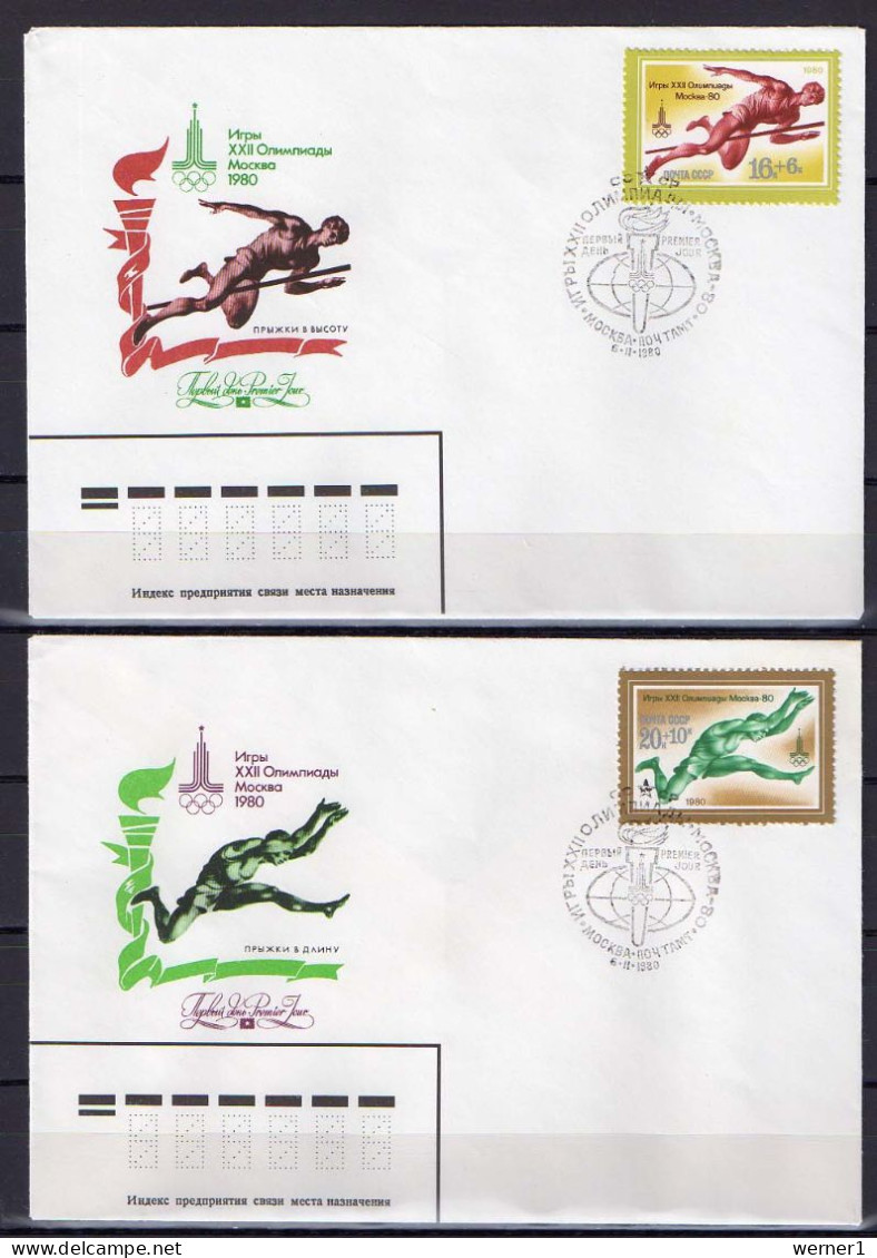 USSR Russia 1980 Olympic Games Moscow, Athletics Set Of 5 On 5 FDC - Zomer 1980: Moskou