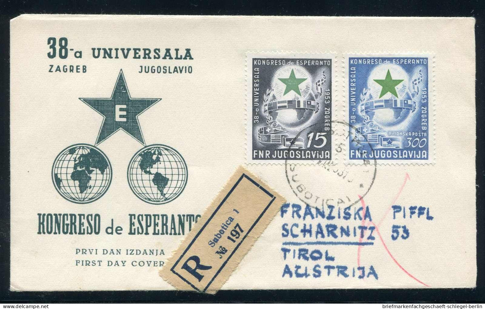 Jugoslawien, 1953, 729-30 FDC, Brief - Sonstige & Ohne Zuordnung