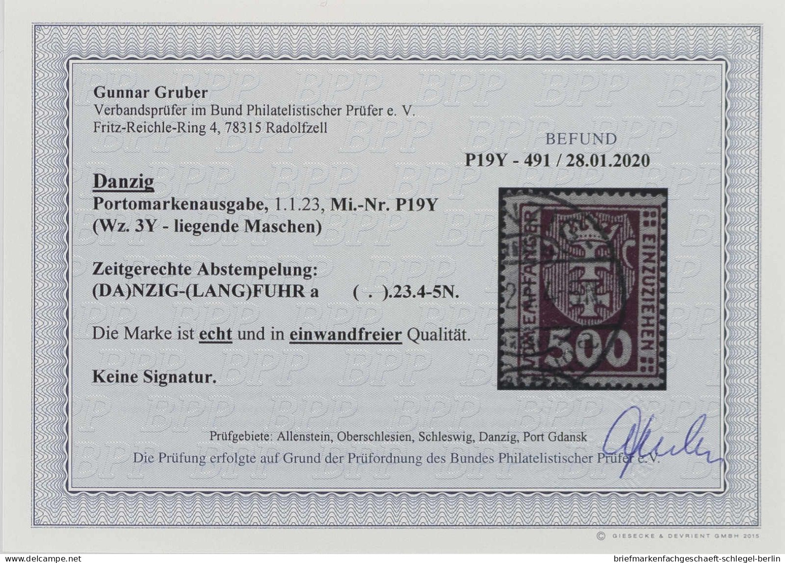 Danzig, 1923, P 19 Y, Gestempelt - Taxe