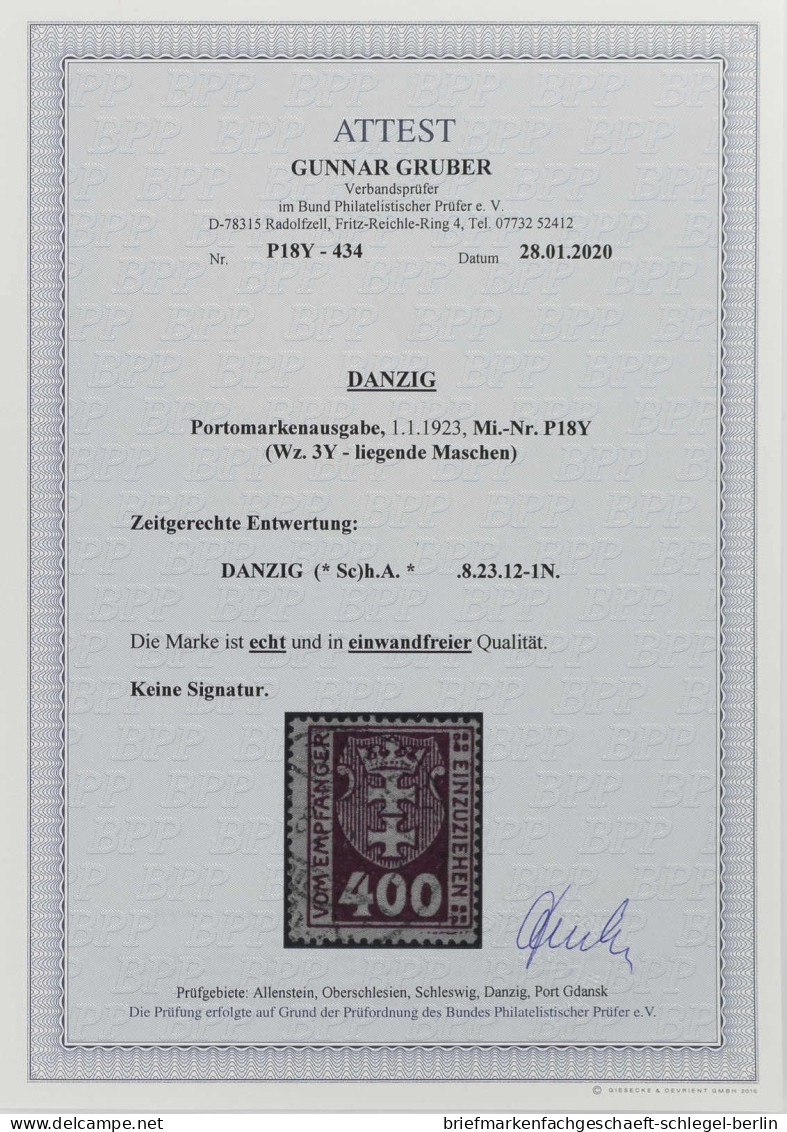 Danzig, 1923, P 18 Y, Gestempelt - Postage Due