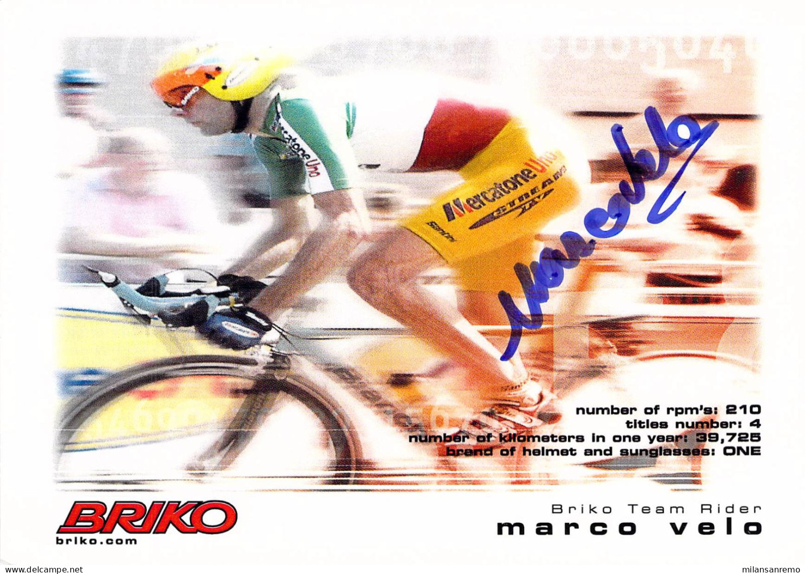 CYCLISME: CYCLISTE : MARCO VELO - Cyclisme