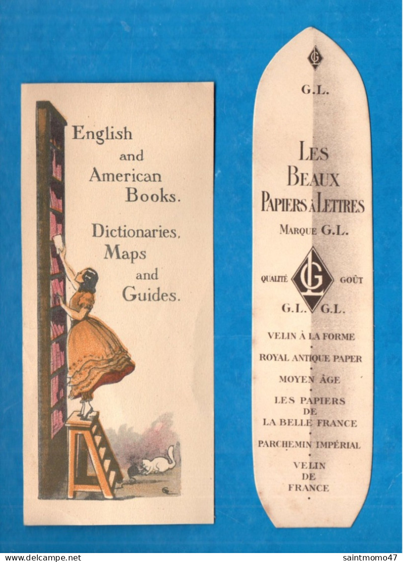 2 MARQUE-PAGES . " AMERICAN BOOKS " . " LES BEAUX PAPIERS A LETTRES MAQUE G. L.  " - Réf. N°109 E - - Bookmarks