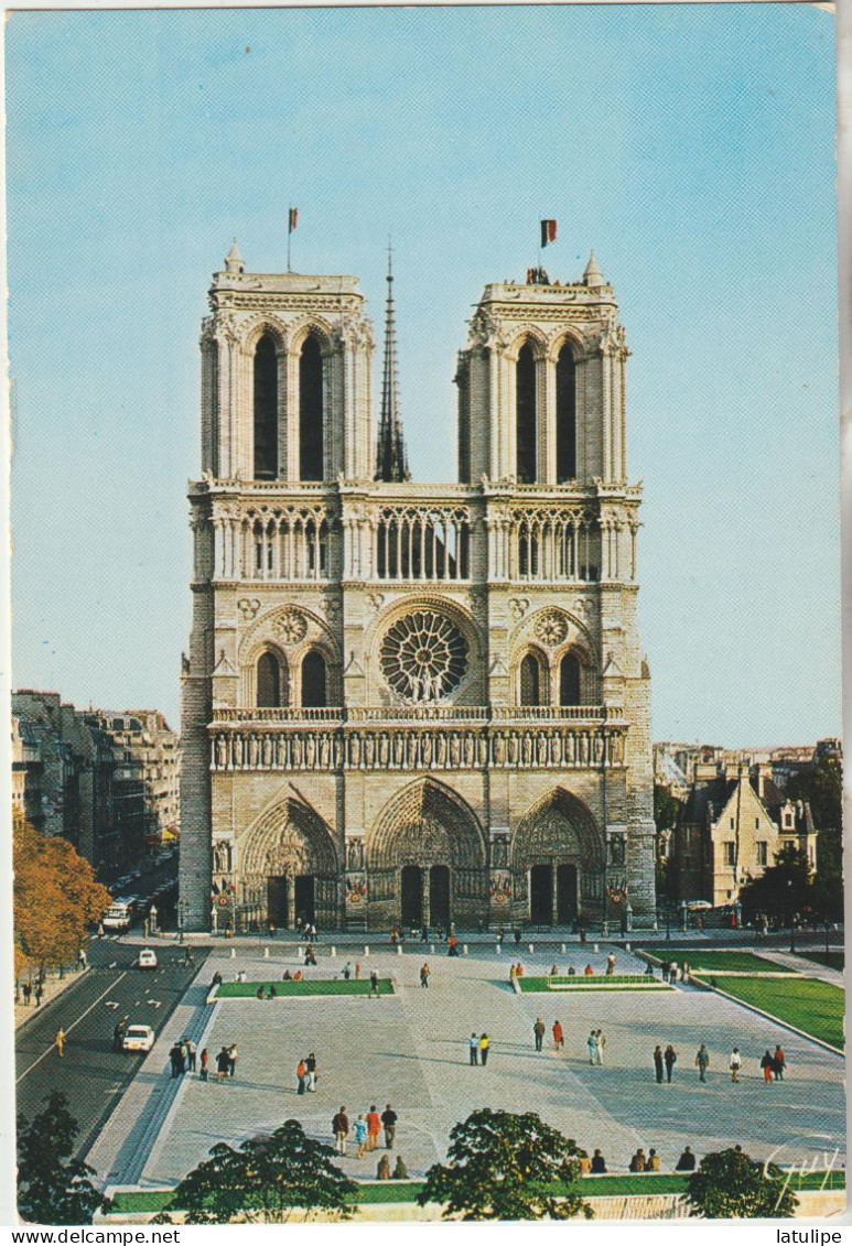 PARIS 75 Carte Circulée La Place  Du Parvis Notre-Dame Et La Cathedrale Notre Dame 1163-1260 Place Tres Animée - Notre Dame De Paris