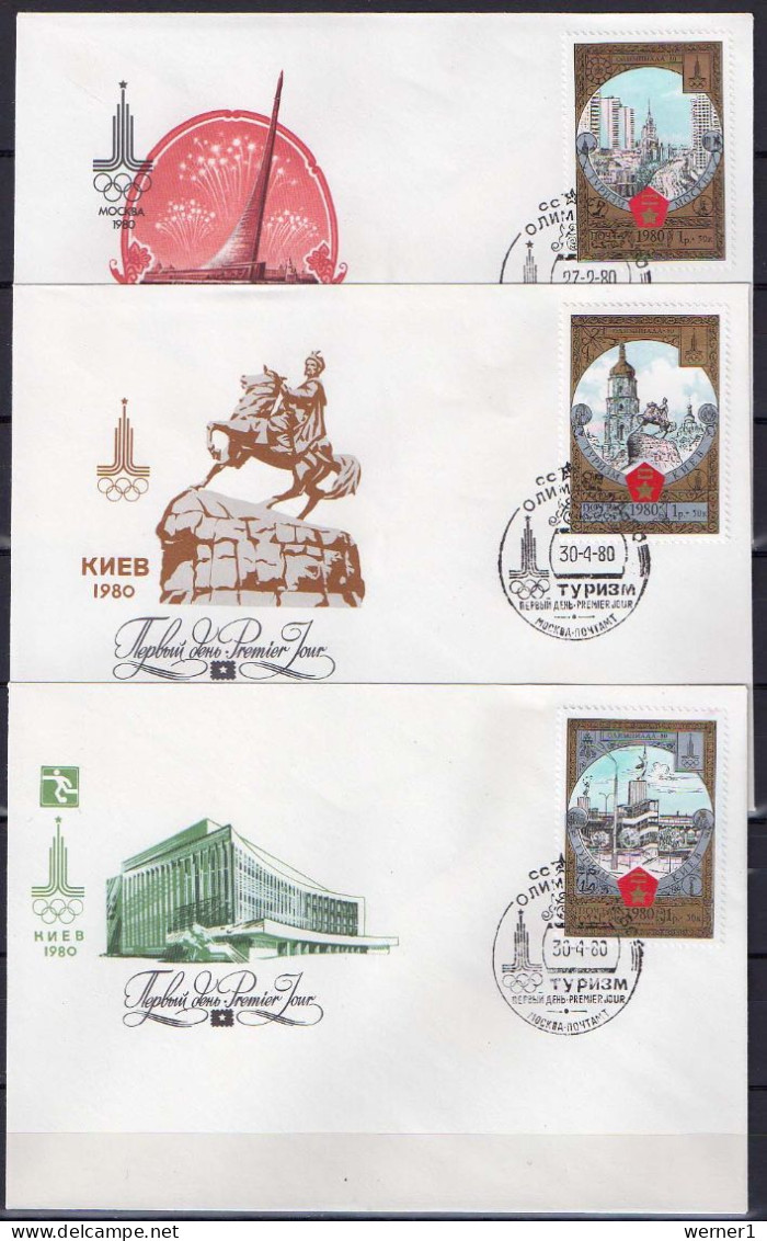 USSR Russia 1980 Olympic Games Moscow, Tourism Set Of 10 On 10 FDC - Ete 1980: Moscou