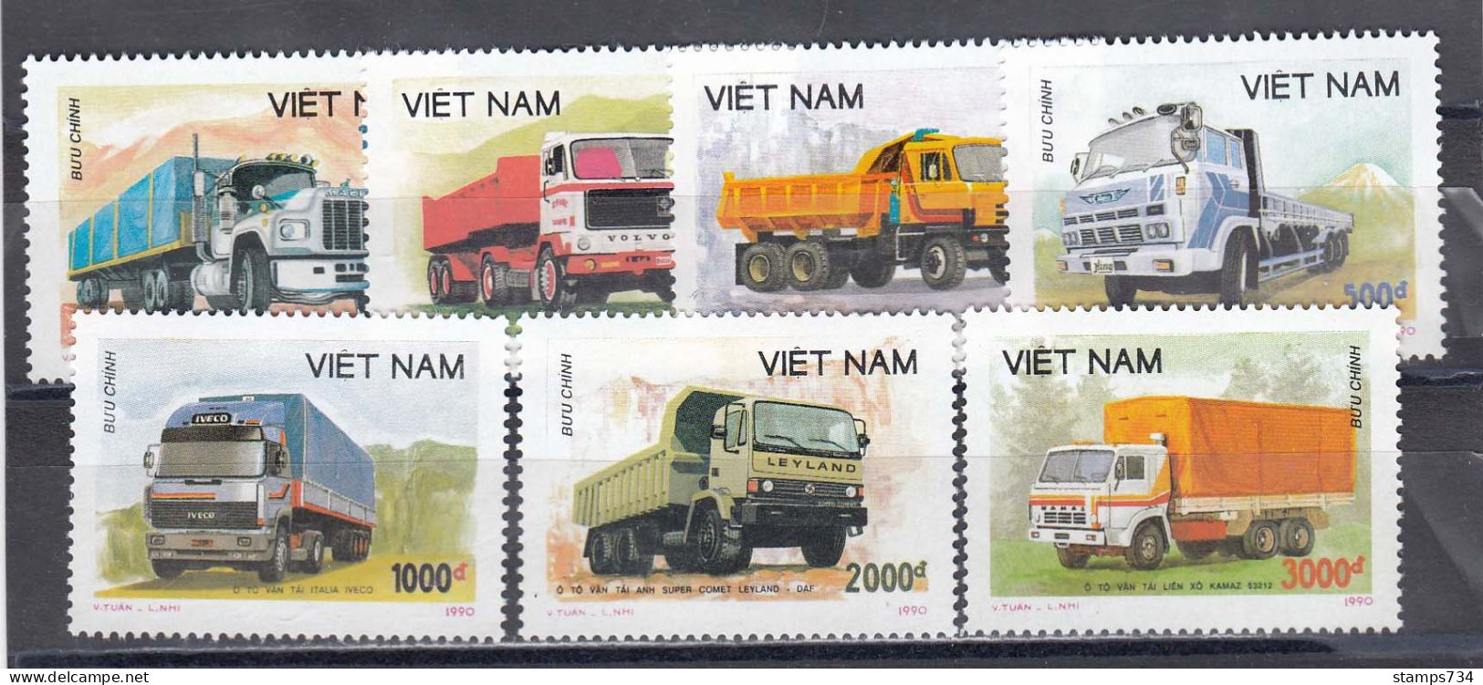 Vietnam 1990 - Camions Modernes, Mi-Nr. 2131/37, Dent., MNH** - Viêt-Nam