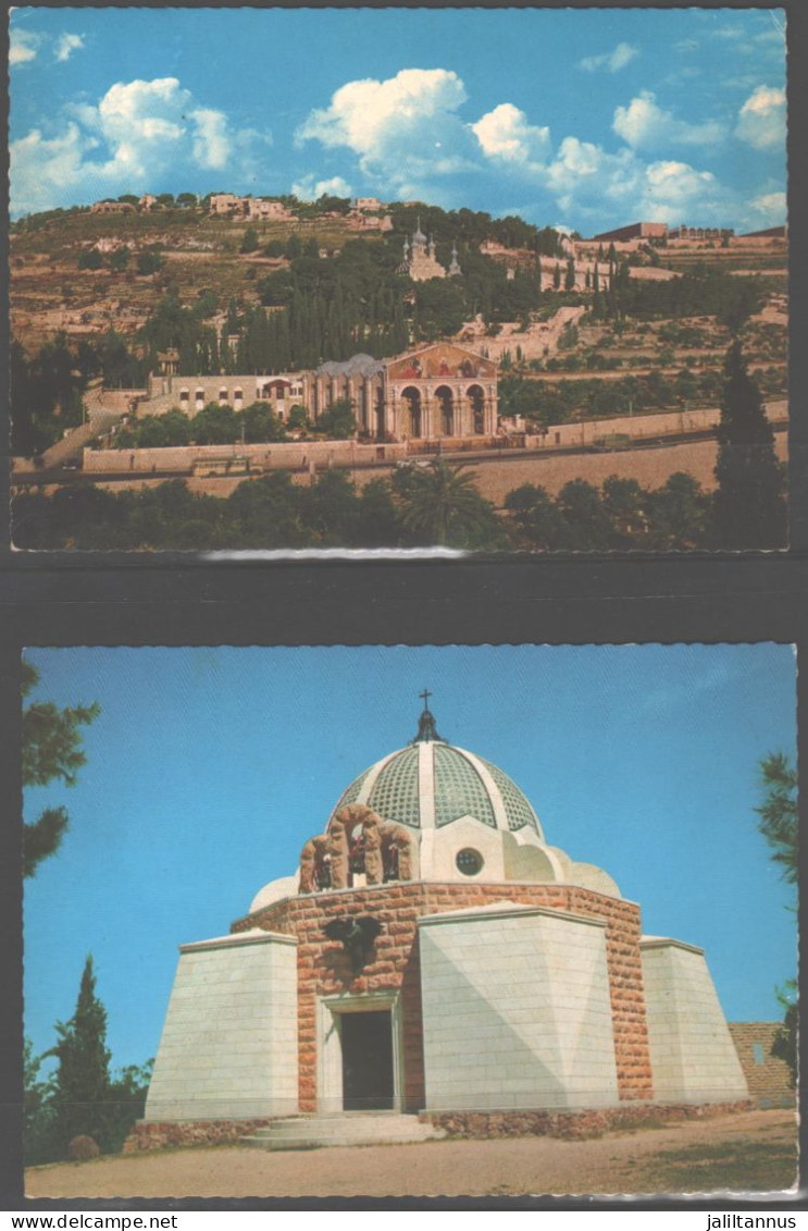 JORDAN PALESTIN  POATCARD -  MOUNT OF OLIVES+SHEPHERDS FIELD CHAPEL - Jordania