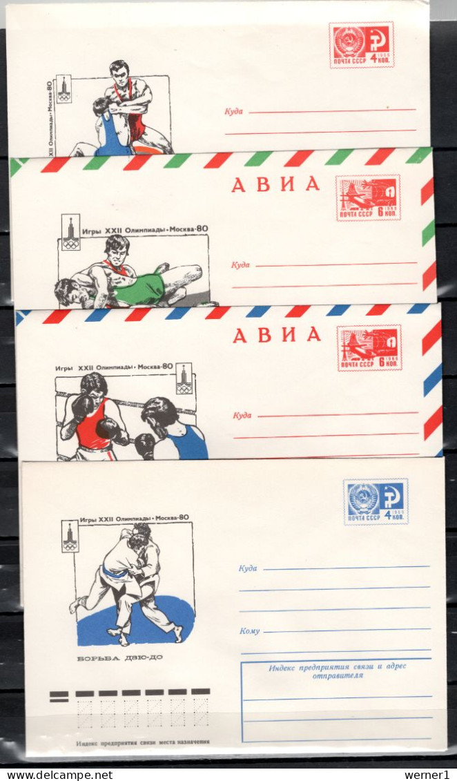 USSR Russia 1980 Olympic Games Moscow, Wrestling, Boxing, Judo 4 Commemorative Covers - Ete 1980: Moscou