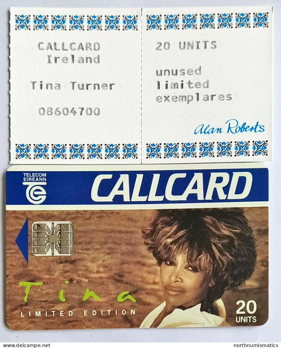 Ireland Telecom Eireann Callcard Chip Phone Card 20Units Tina Turner Certificate Mint - Sammlungen