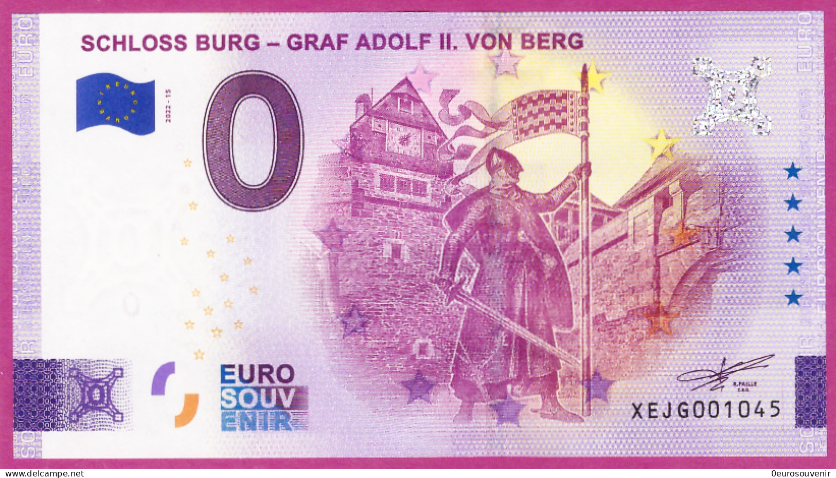 0-Euro XEJG 2022-15 SCHLOSS BURG - GRAF ADOLF II. VON BERG - Private Proofs / Unofficial