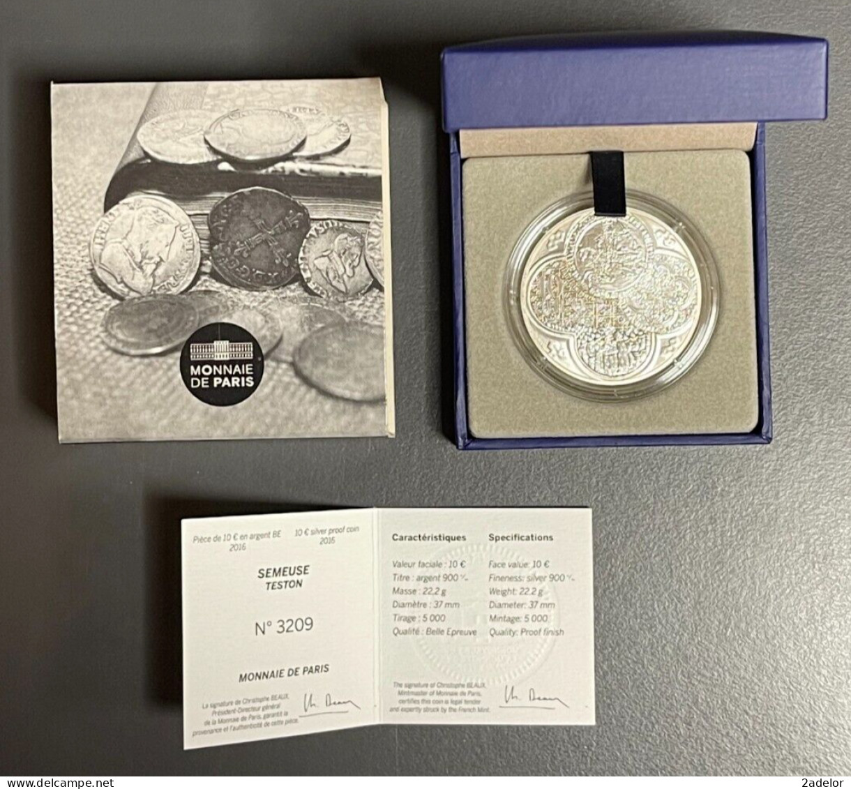 Beau Coffret De 10€ BE Argent, 2016. Monnaie De Paris. Semeuse Teston - France