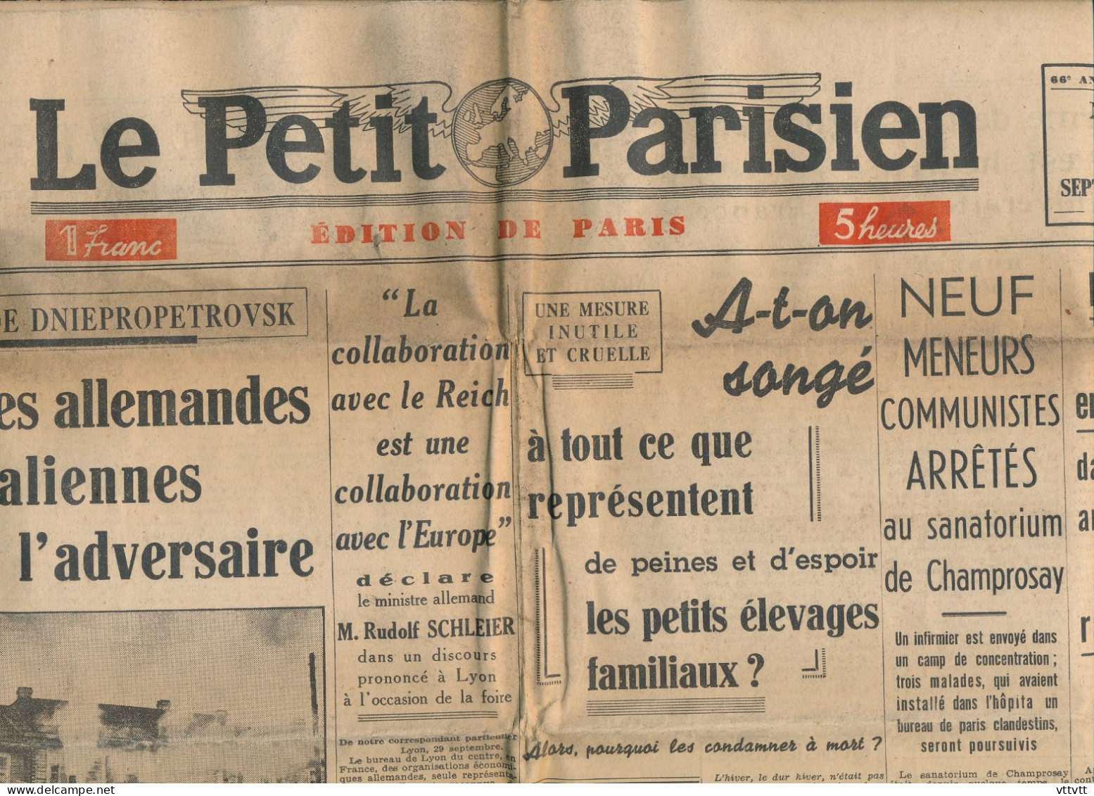 LE PETIT PARISIEN, Mardi 30 Septembre 1941, N° 23.555, Leningrad, Moscou, Champrosay, Légion, Reich, Orgemont, Rome - Le Petit Parisien