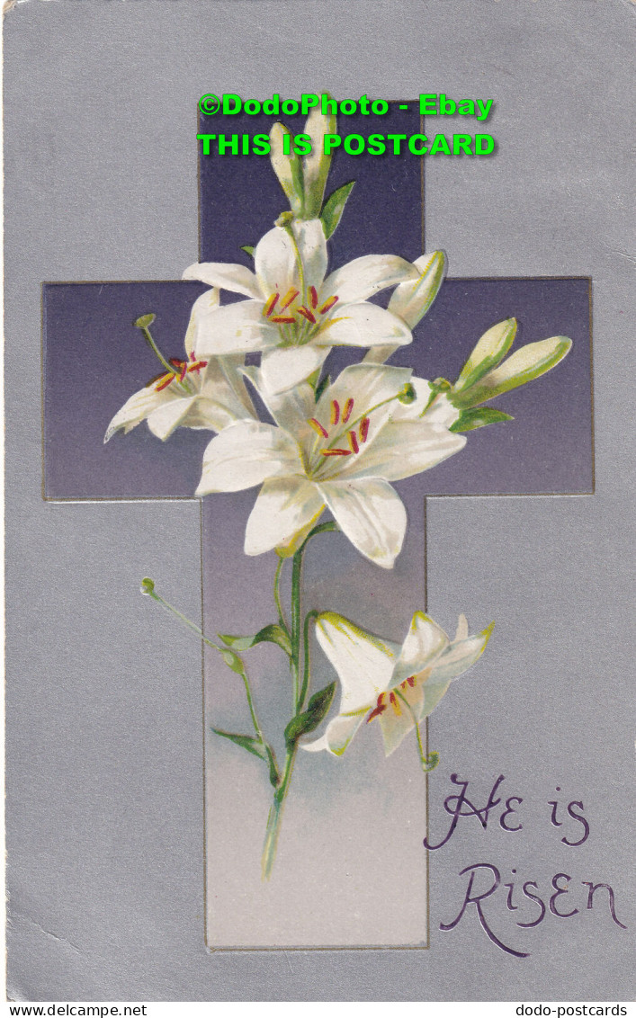 R420186 He Is Risen. Cross. White Flowers. Wildt And Kray. Series 1554. 1912 - World