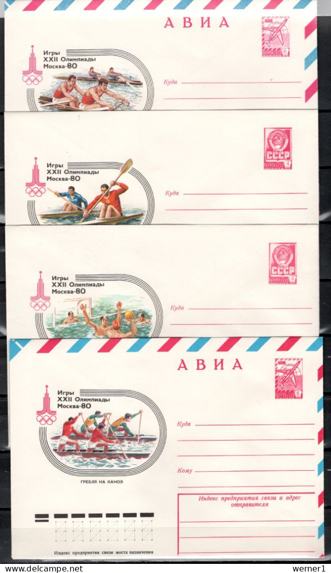 USSR Russia 1980 Olympic Games Moscow, Rowing, Canoeing, Waterball 4 Commemorative Covers - Summer 1980: Moscow