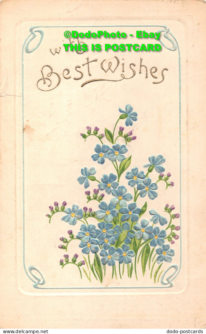 R420657 With Best Wishes. Blue Flowers. Pictorial Stationery. Peacock. 1907 - World