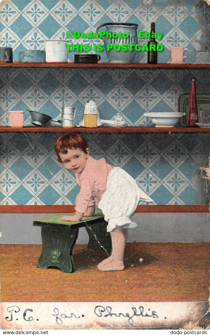 R420665 A Small Child At A Chair In The Kitchen. Serie 238. 1905 - World