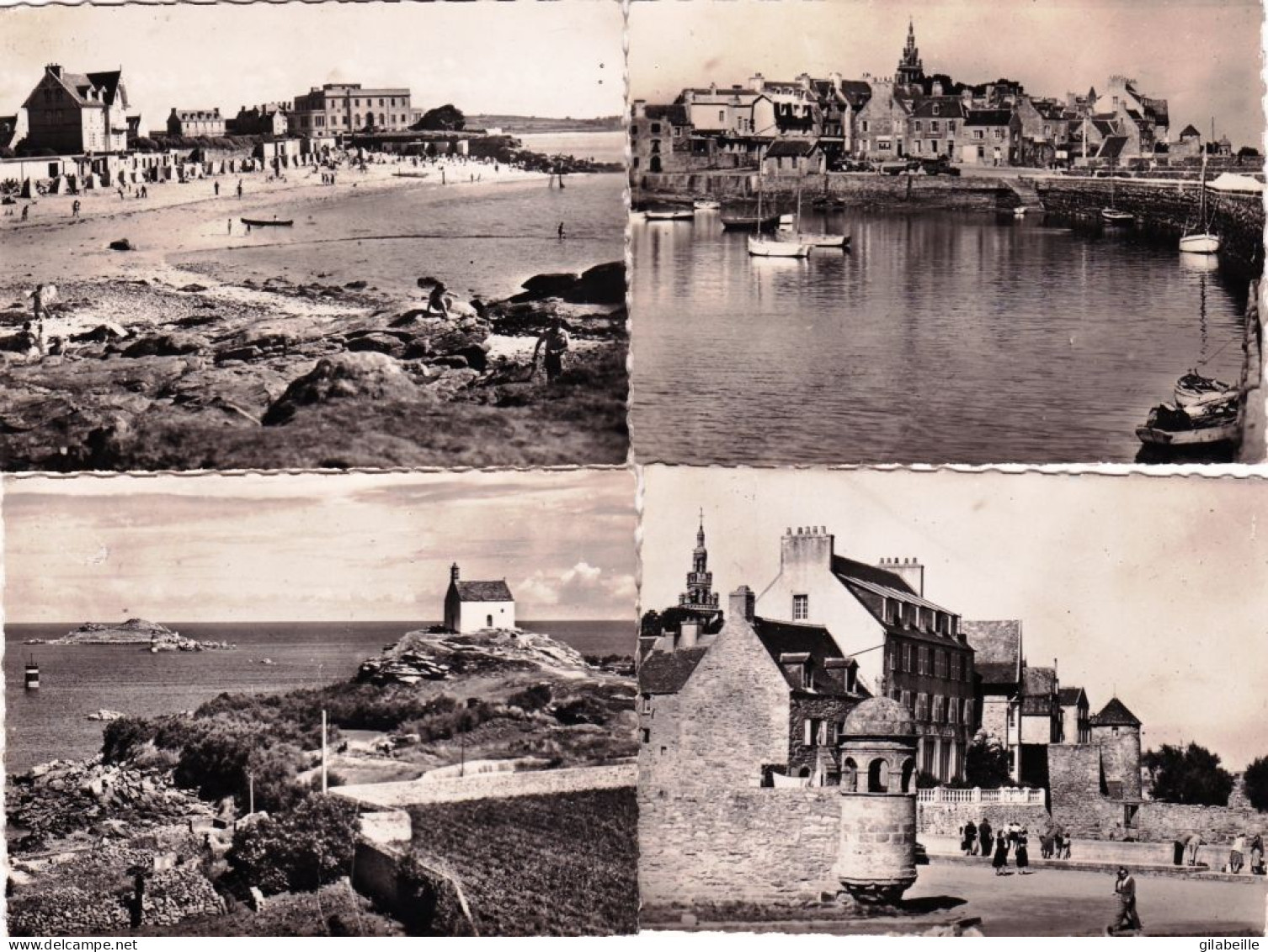 29 - Finistere - ROSCOFF - Lot 4 Mini Cartes ( 8.7x6.5) Le Port -plage Roch Rourn - Chapelle Sainte Barbe - Tourelle  - Roscoff