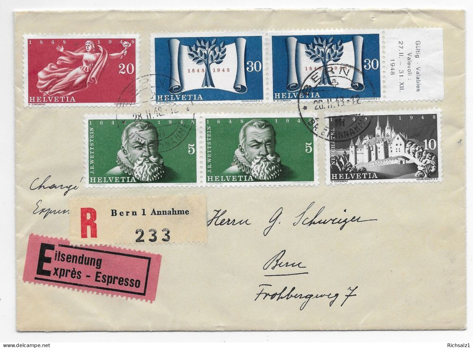 R-Brief Express 1948 Mit Telegraphen-Stempel - Sonstige & Ohne Zuordnung