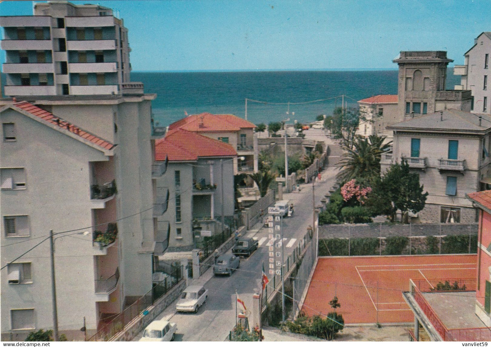 DEIVA MARINA-SAVONA- CORSO ITALIA E CAMPI DA TENNIS-CARTOLINA VERA FOTOGRAFIA VIAGG. IL19-10-1971 - Savona