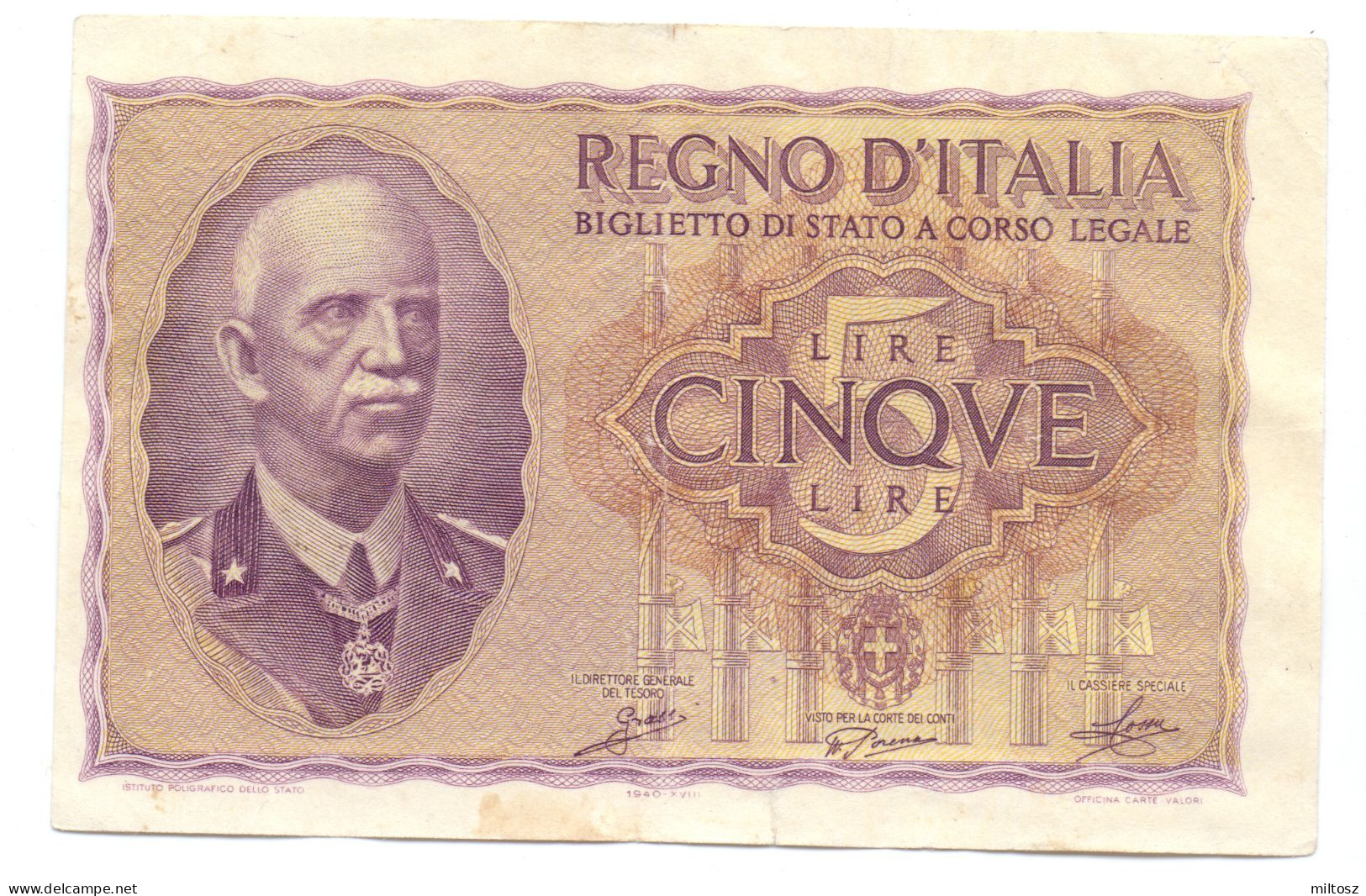 Italy 5 Lire 1940 - Italië– 5 Lire