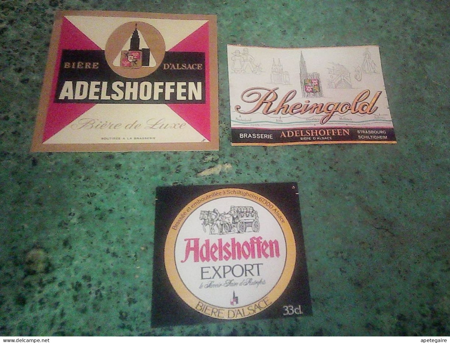 Schiltigheim Brasserie Adelshoffen  Lot X 3 Anciennes étiquettes De Bière Rheingold , De Luxe Et Export - Bière