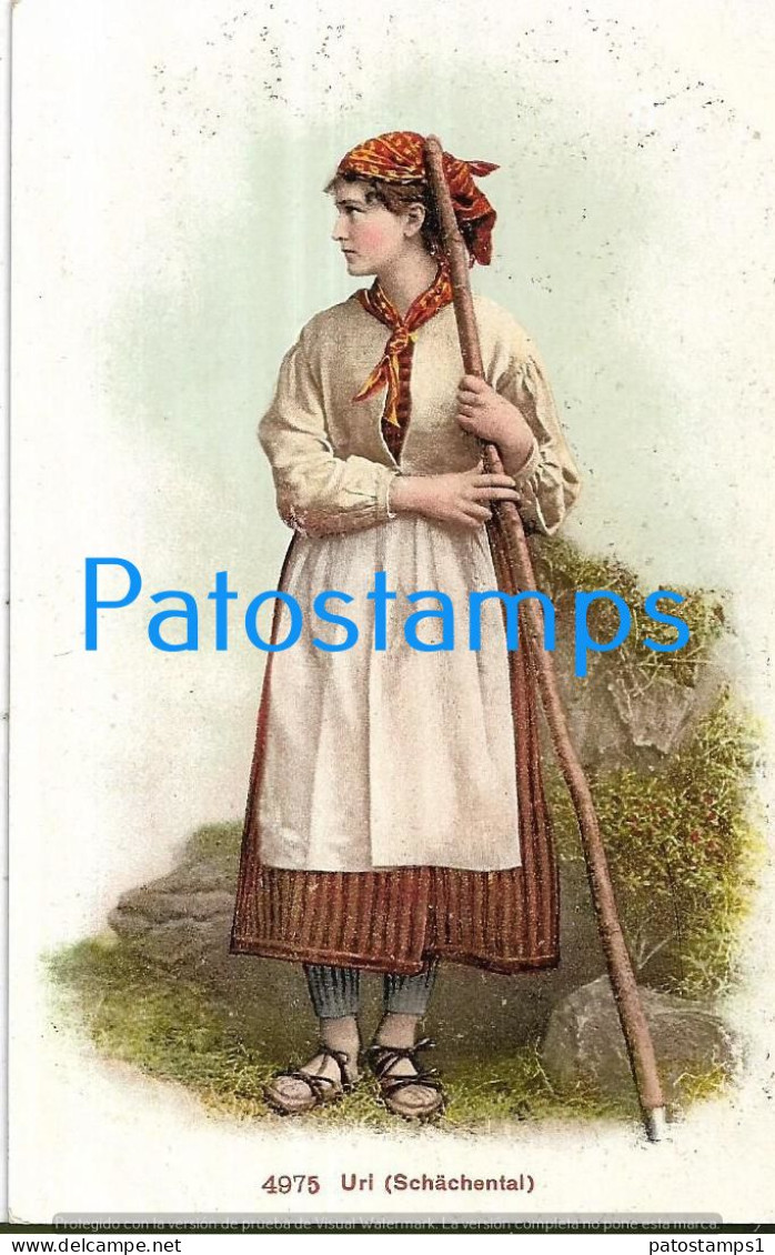 228952 SWITZERLAND URI SCHÄDENTAL COSTUMES WOMAN POSTAL POSTCARD - Altri & Non Classificati