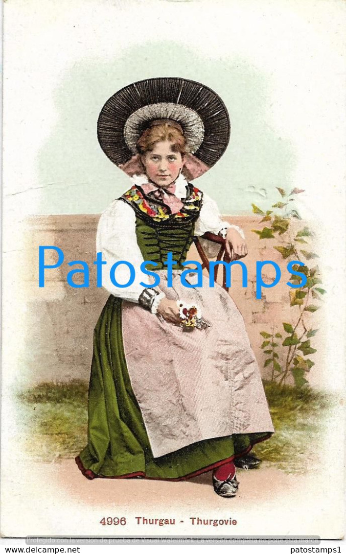 228953 SWITZERLAND THURGAU COSTUMES WOMAN WITH A HAT POSTAL POSTCARD - Andere & Zonder Classificatie