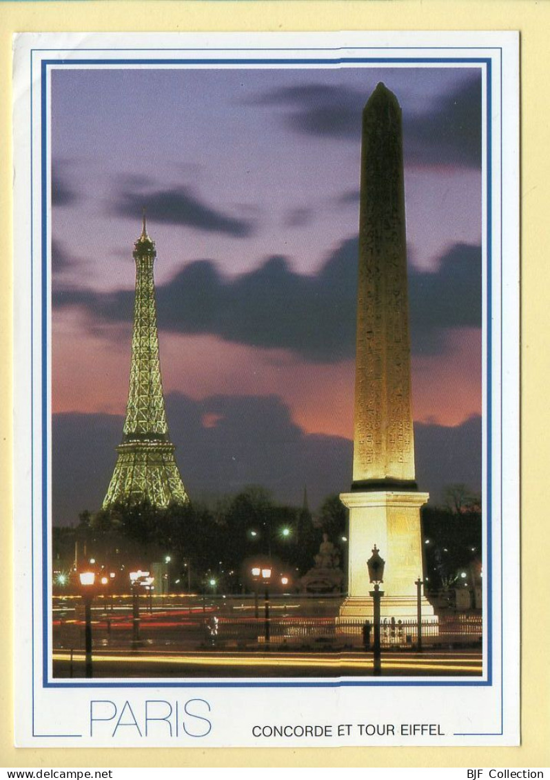 Coucher De Soleil : La Tour Eiffel / L'Obélisque / Place De La Concorde / Paris (voir Scan Recto/verso) - Contre La Lumière