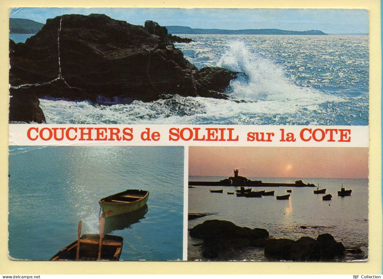Coucher De Soleil : Sur La Côte / Bords De Mer / 3 Vues (voir Scan Recto/verso) - Contraluz