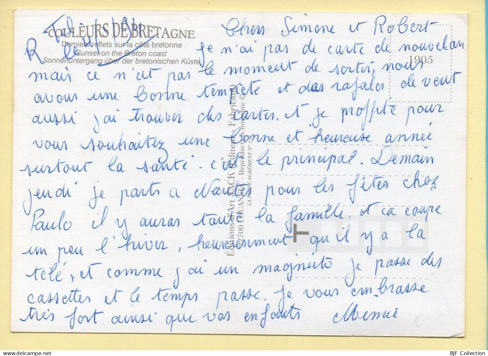 Coucher De Soleil : Derniers Reflets Sur La Côte Bretonne / Couleurs De Bretagne (voir Scan Recto/verso) - Contre La Lumière