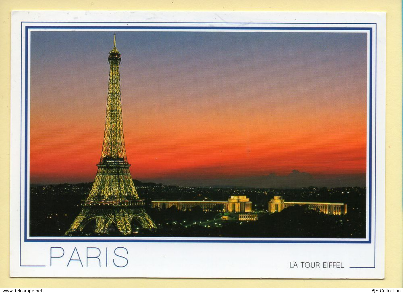 Coucher De Soleil : Crépuscule Sur La Tour Eiffel Et Le Palais De Chaillot / Paris (voir Scan Recto/verso) - Controluce