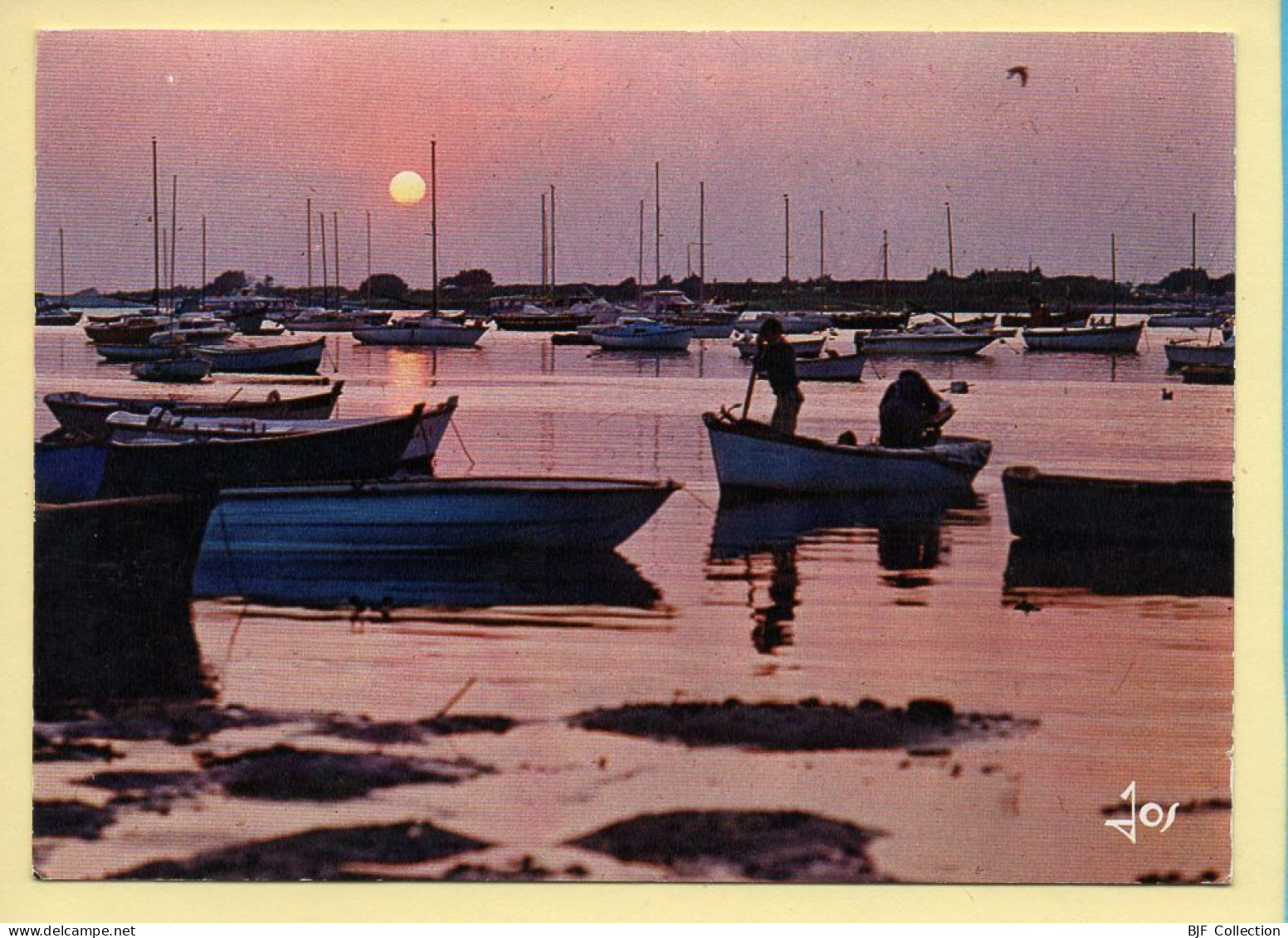 Coucher De Soleil : Derniers Reflets De Soleil Sur Le Fond Du Port / Bateaux / Barques (animée) (voir Scan Recto/verso) - Contre La Lumière