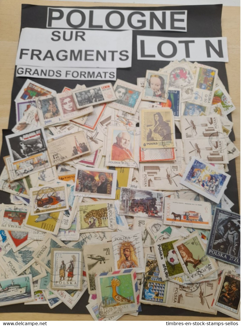 POLOGNE, VRAC, 80 G , LOT N ,SUR FRAGMENTS,MODERNES , GRANDS FORMATS,波兰， 散装， 80 克， 批次 N ，在碎片上， 现代 ，  LARGE ON PAPER MIX - Lots & Kiloware (mixtures) - Max. 999 Stamps