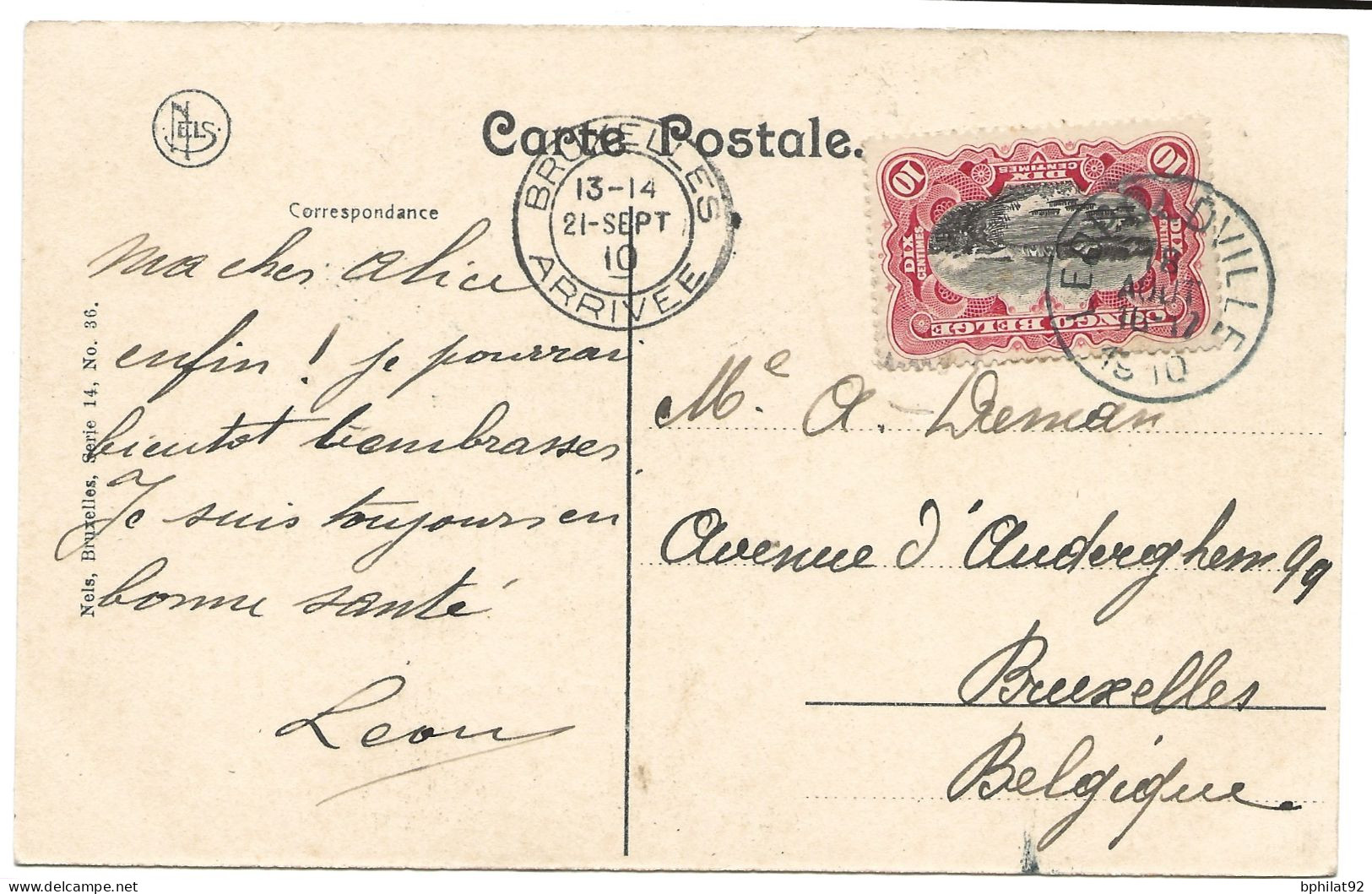 !!! CONGO, CPA DE 1910, DÉPART DE LÉOPOLDVILLE POUR BRUXELLES (BELGIQUE) - Lettres & Documents