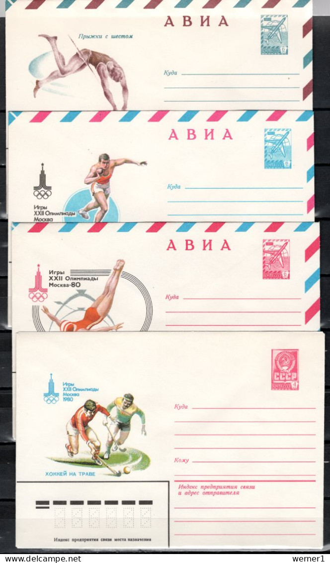 USSR Russia 1980 Olympic Games Moscow, Athletics, High Diving, Hockey 4 Commemorative Covers - Ete 1980: Moscou