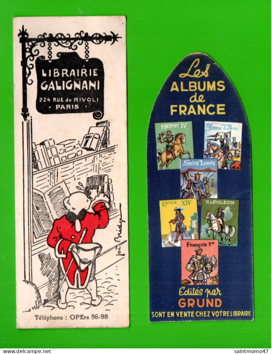 2 MARQUE-PAGES . " LES ALBUMS DE FRANCE. ÉDITIONS GRUND " & " LIBRAIRIE GALIGNANI. PARIS " - Réf. N°112 E - - Marque-Pages