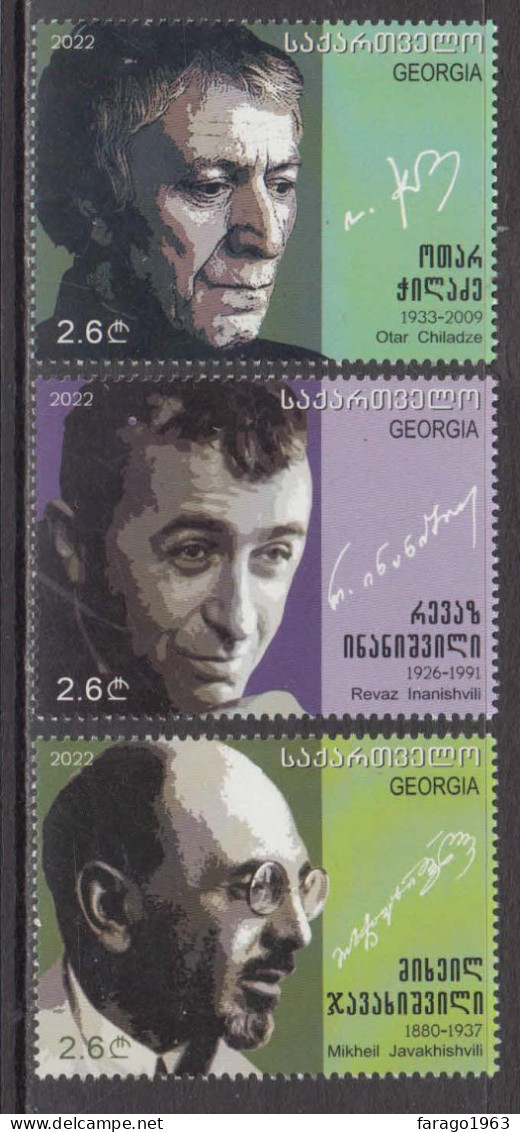 2022 Georgia Georgian Cultural Personalities Complete Set Of 3 MNH - Georgia