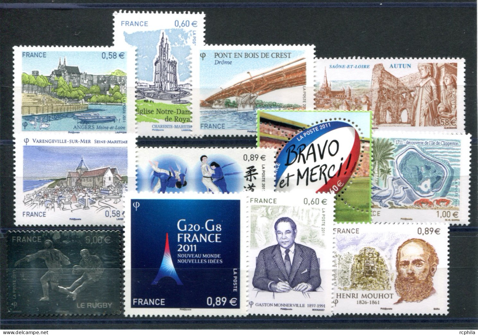 RC 27639 FRANCE 2011 LOT DE TIMBRES EN EURO A LA FACIALE 12,79€ NEUFS ** - Unused Stamps