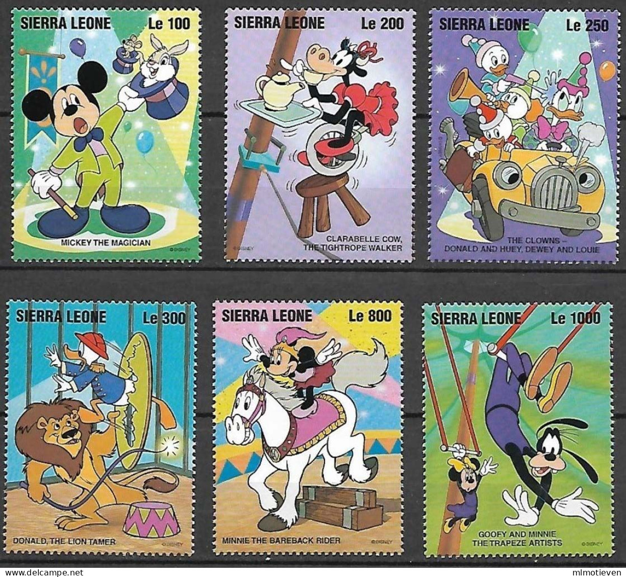 MWD-BK7-420-3 MINT PF/MNH ¤ SIERRA LEONE 1996 6w In Serie ¤ THE WORLD OF WALT DISNEY - MICKEY'S CIRCUS - Disney