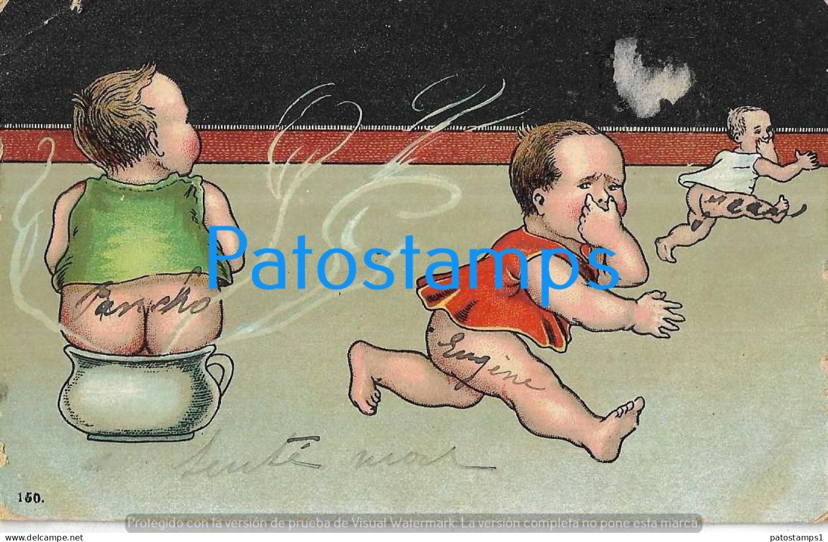 228958 ART ARTE HUMOR THE BABY RUNNING FOR THE SMELLS OF THE OTHER CHILD BREAK POSTAL POSTCARD - Non Classificati