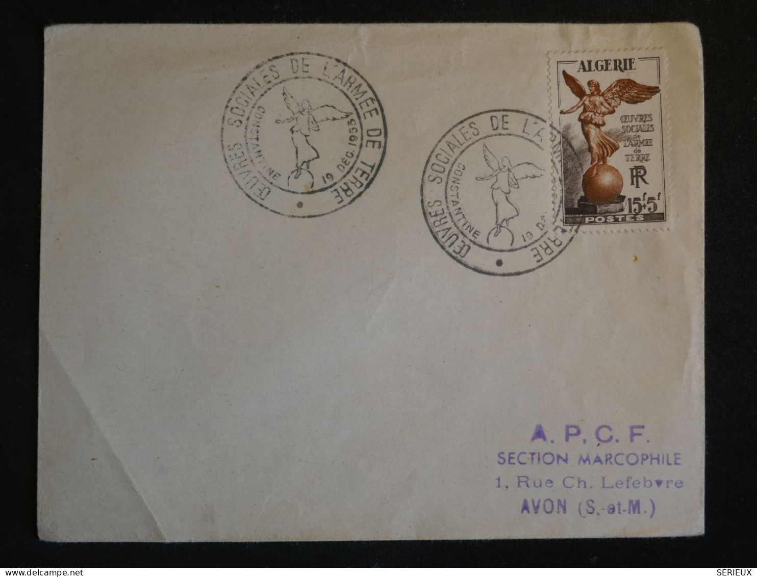 F2 B ALGERIE  LETTRE  ARMEE DE TERRE  1953 A AVON FRANCE + AFF. INTERESSANT+++ - Storia Postale