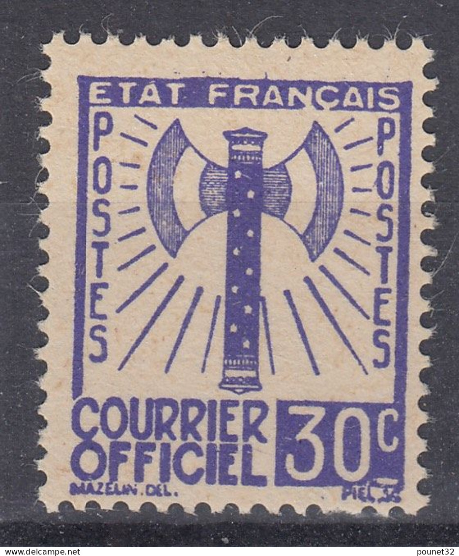 TIMBRE FRANCE SERVICE FRANCISQUE 30c OUTREMER N° 2 NEUF ** GOMME SANS CHARNIERE - Mint/Hinged