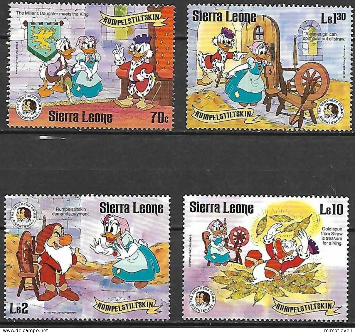 MWD-BK7-400-2 MINT PF/MNH ¤ SIERRA LEONE 1985 4w In Serie ¤ 200th ANN. OF THE BIRTH OF THE GRIMM BROTHERS - Disney