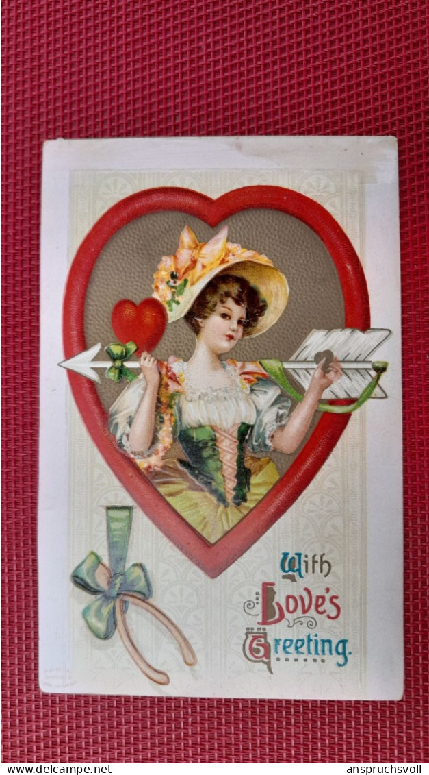 CPA GAUFREE - FANTAISIES - VALENTINE - With Love's Greeting - Saint-Valentin