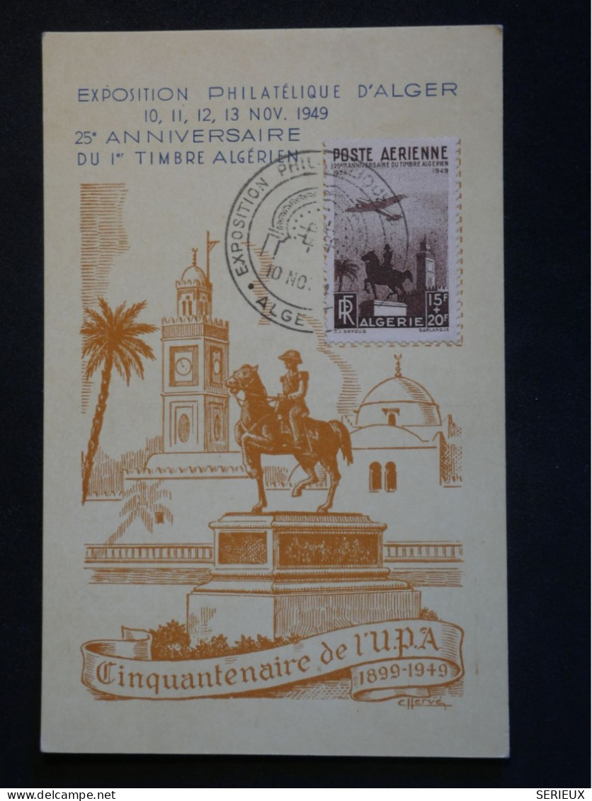 F2 B ALGERIE BELLE CARTE MAXI   1949 EXPO ALGER + AFF. INTERESSANT+++ - Maximumkaarten