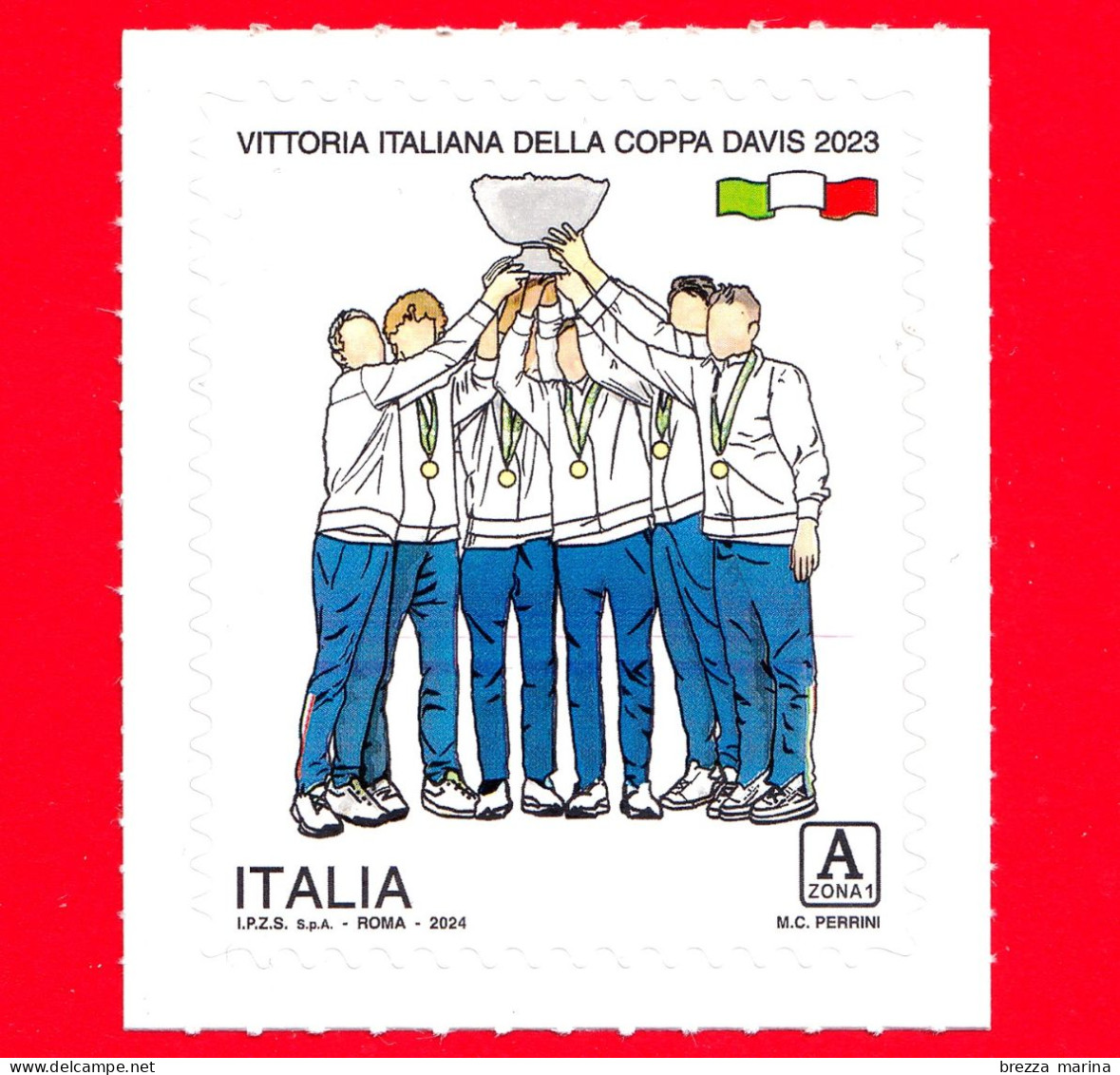 Nuovo - MNH - ITALIA - 2024 - Vittoria Italiana Della Coppa Davis 2023 – A Zona 1 - 2021-...:  Nuevos