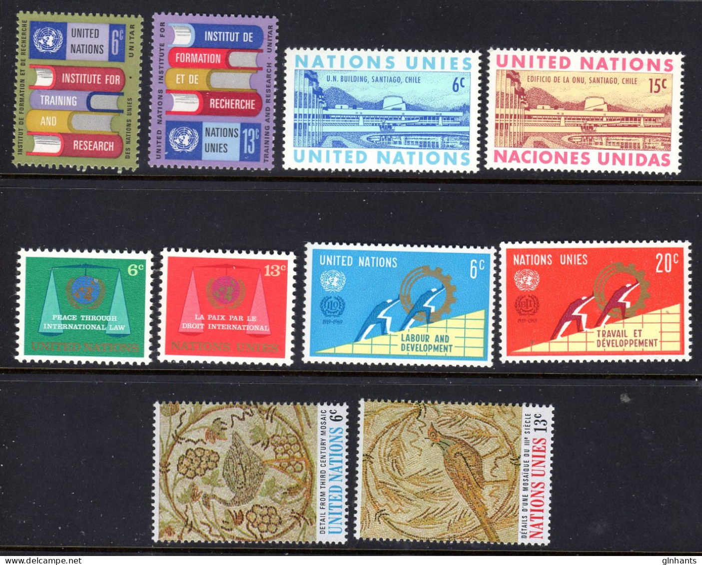 UNITED NATIONS UN NEW YORK - 1969 COMPLETE YEAR SET (10V) AS PICTURED FINE MNH ** SG 193-202 - Nuovi