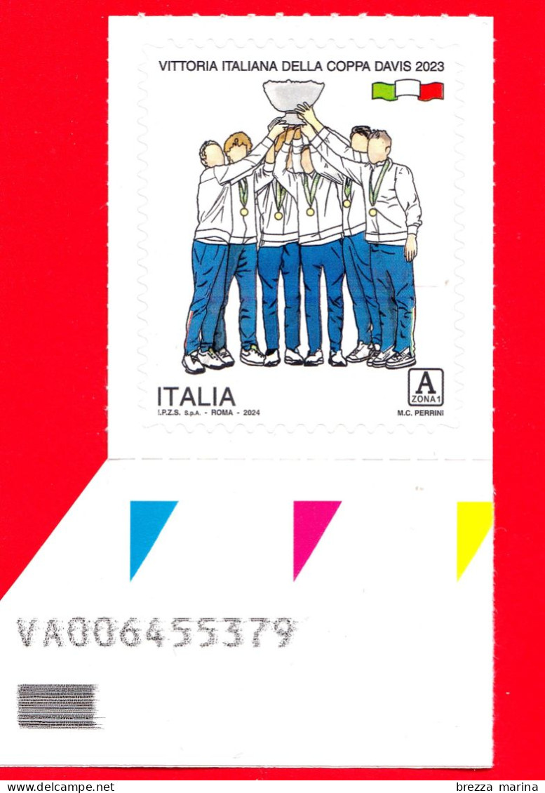 Nuovo - MNH - ITALIA - 2024 - Vittoria Italiana Della Coppa Davis 2023 – A Zona 1 - Alfanumerico - 2021-...:  Nuevos