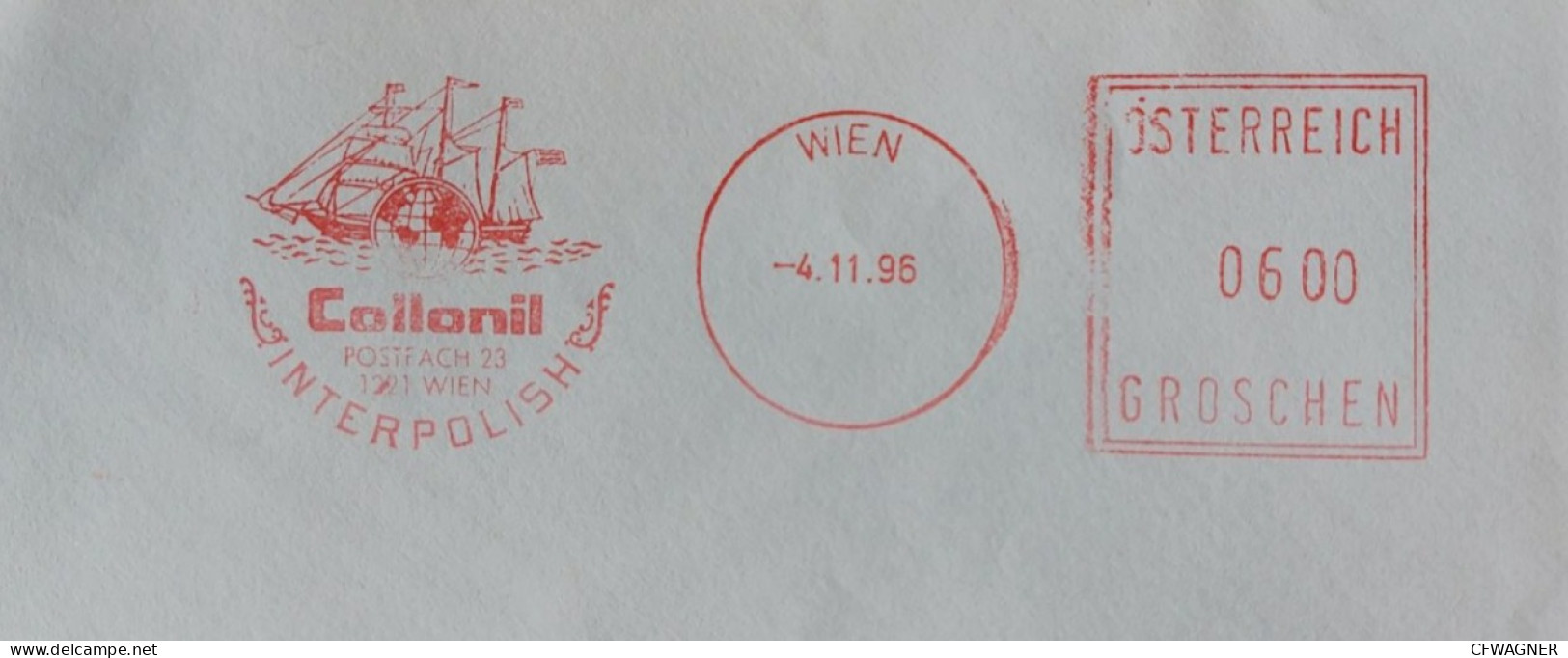 Segelschiff Vor Globus, EMA, Meter, Freistempel - Maschinenstempel (EMA)