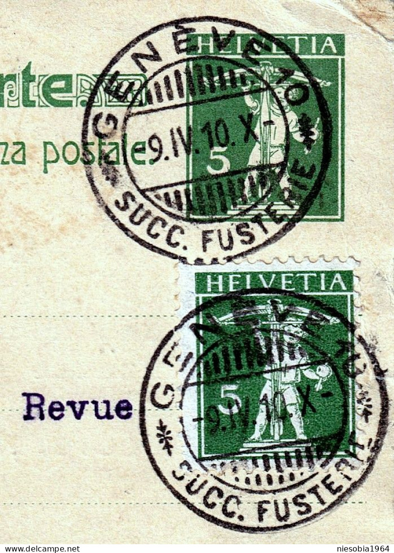 Swiss Belle-Époque Correspondence Card Seals Geneve Succ. Fusterie 9.04.1910 German Export Review BERLIN - Ganzsachen